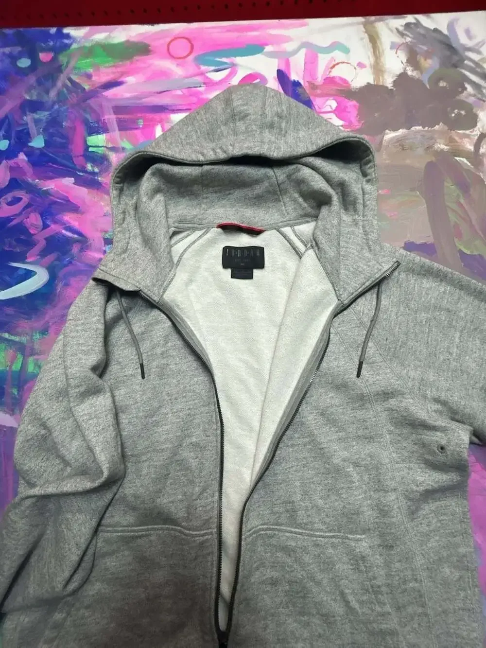Jordan Sportswear Wings Fleece Men's Full-Zip Hoodie Grey Heather/Black